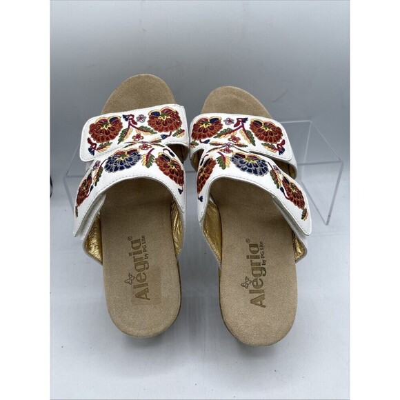 Alegria Lin 600-N White Needles & Pins Embroidered Comfort Sandals EU 37 US 7 - Picture 4 of 12